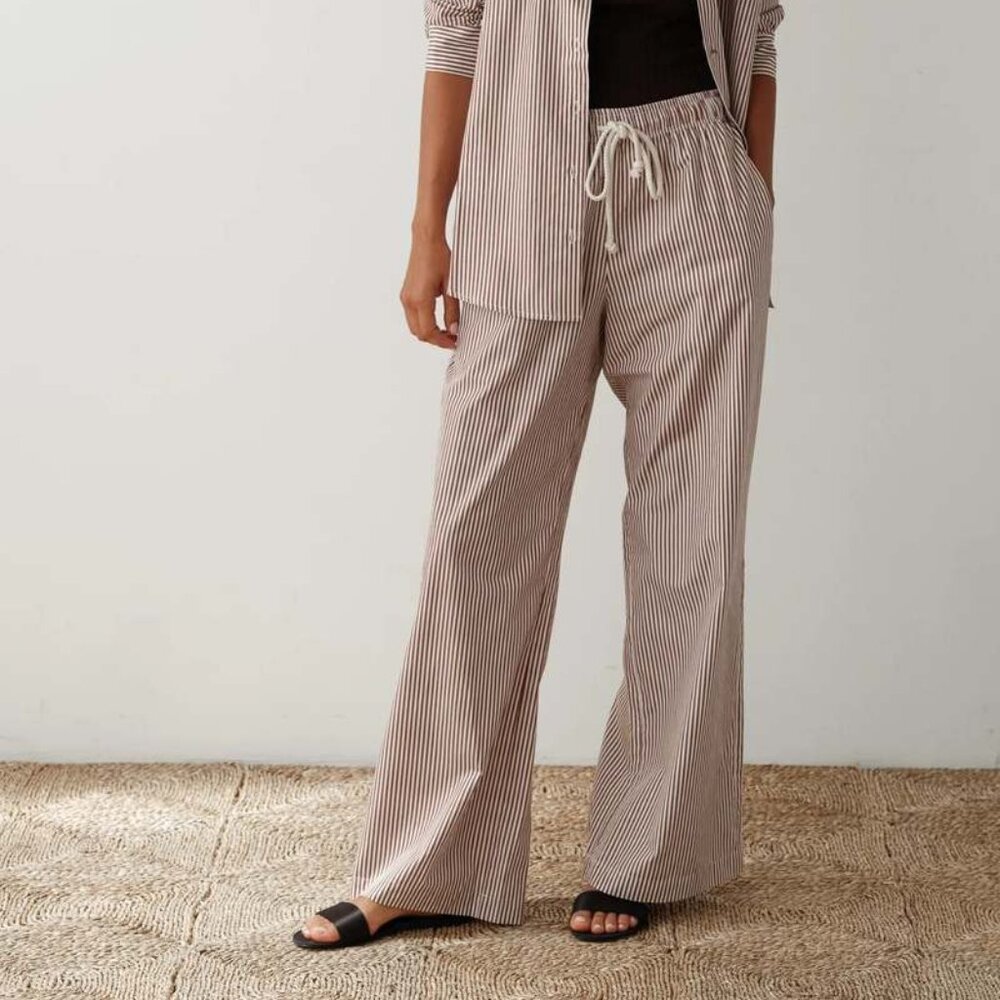 DONNI. Pop Pant in Espresso Stripe Size Medium